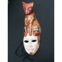 Authentic hand crafted Venetian mask with Cat and hand painting   173461347344